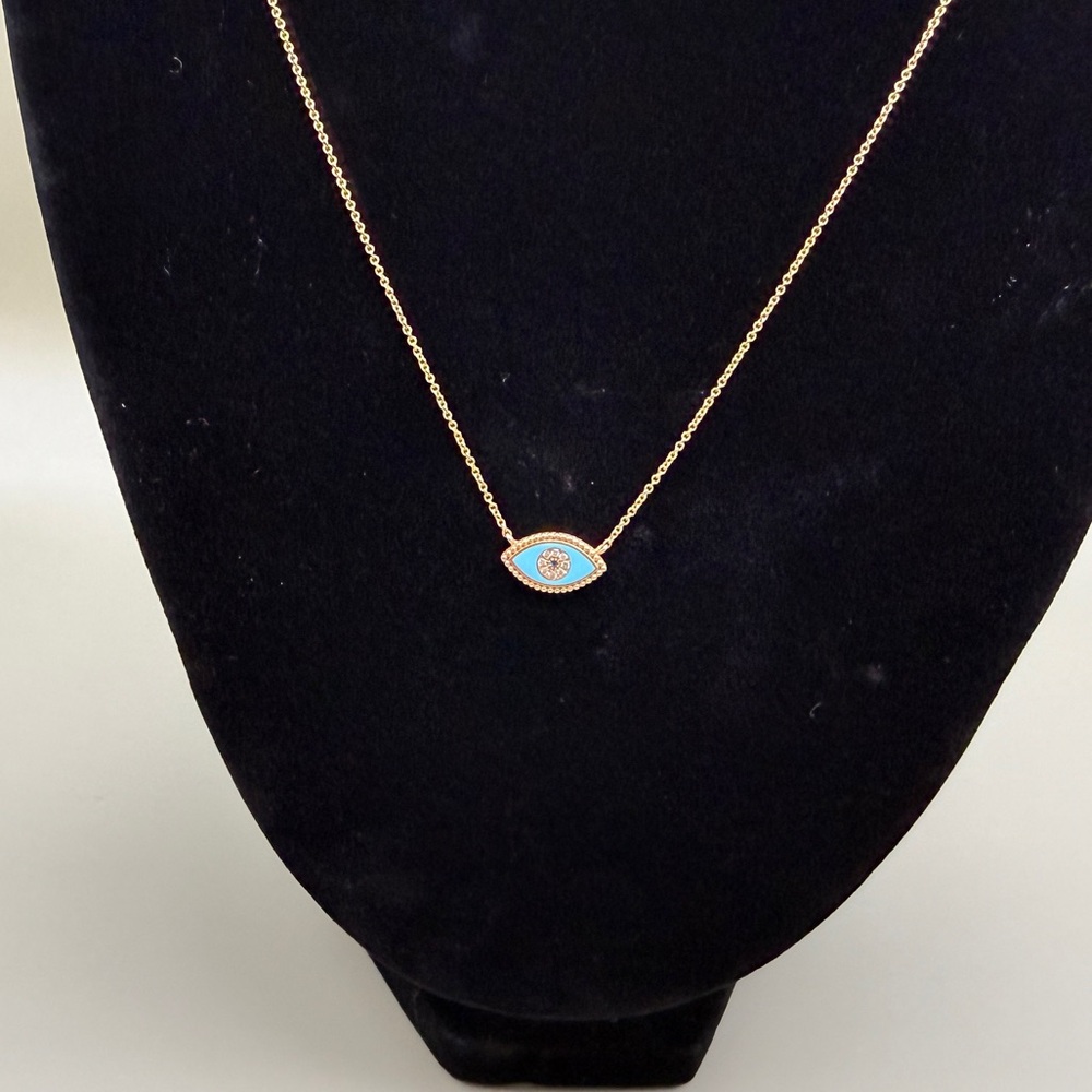 EFFY Sapphire & Diamond Accent Evil Eye 18" Pendant Necklace in 14k Gold - Picture 3 of 7